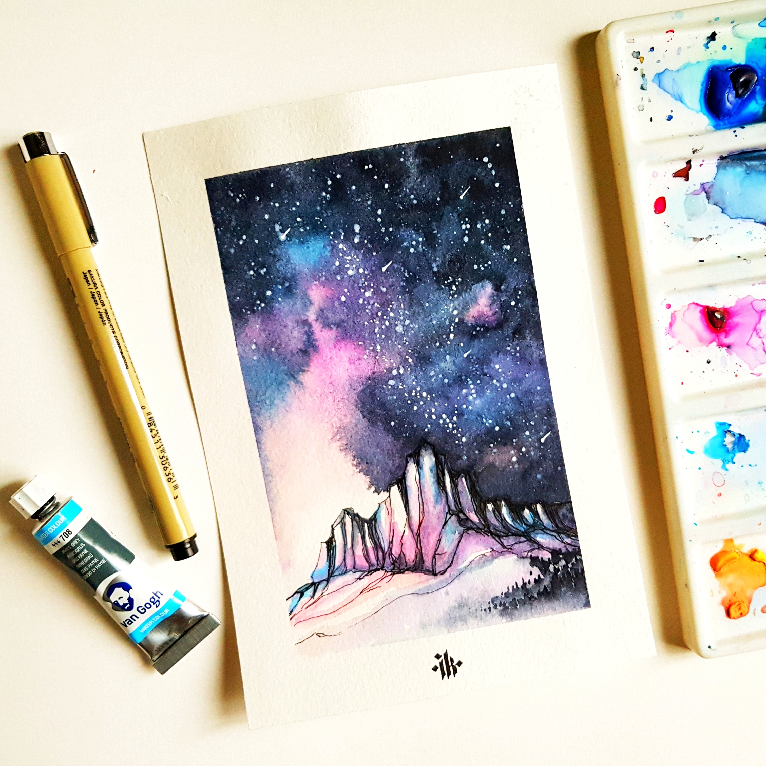 mountains-night-sky-watercolor-art